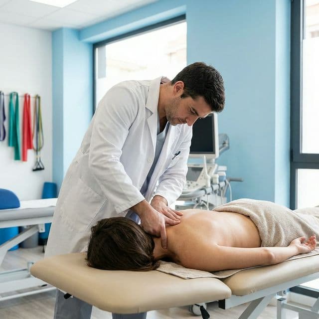 Fisioterapeuta tratando a un paciente